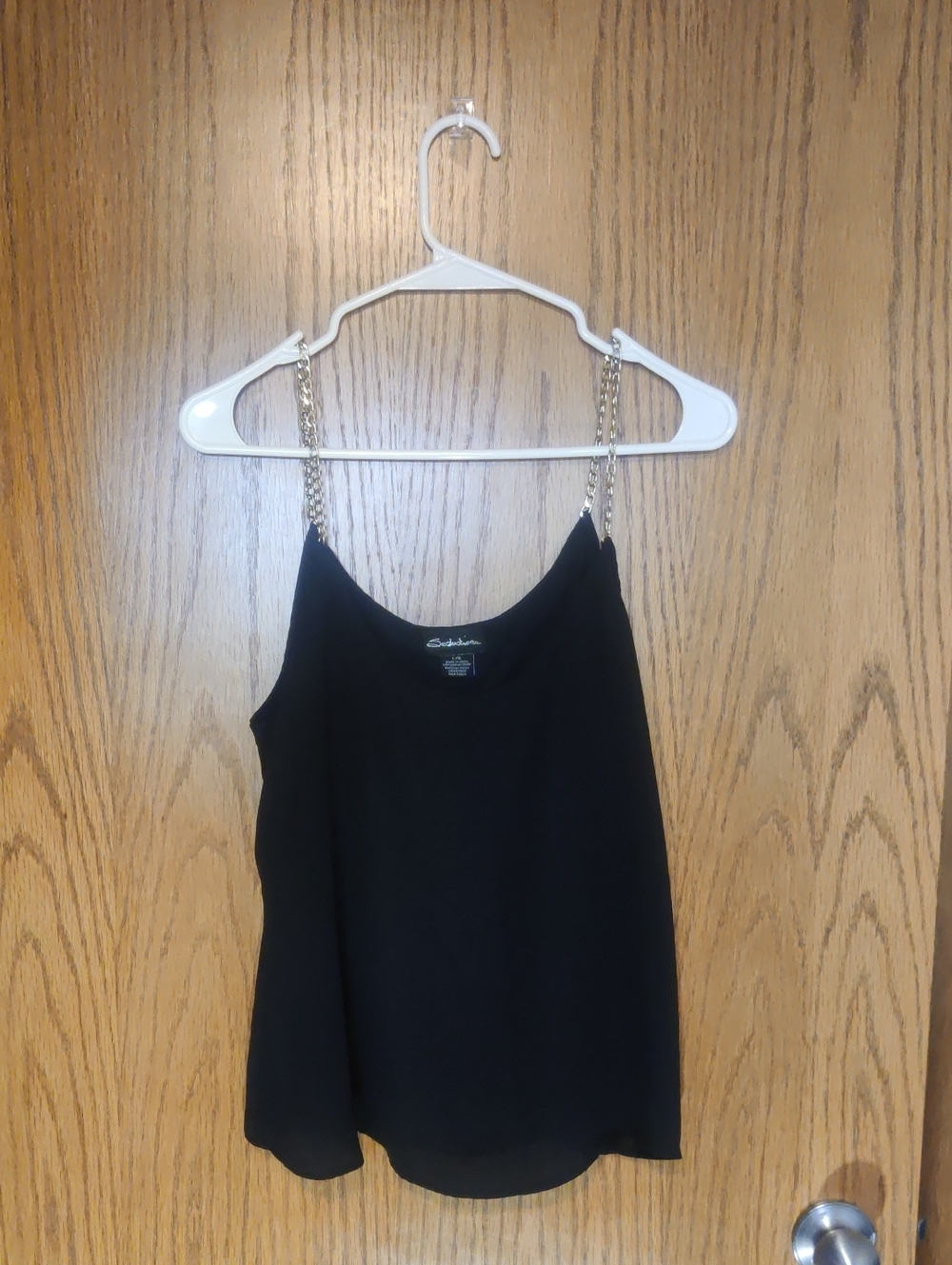 (💖 4/20)Chain-Strap Black Cami Tank